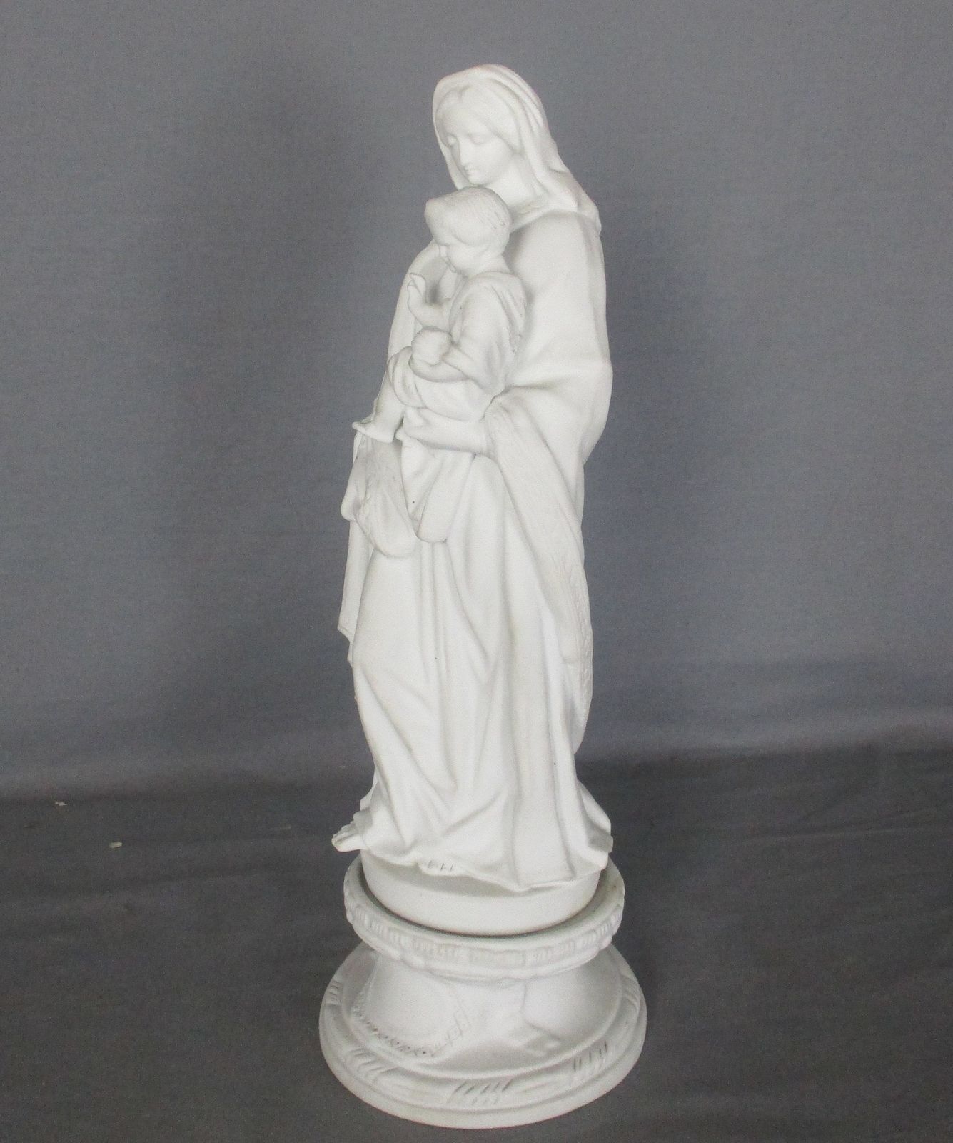 Antique 1900 Bisque Statue Virgin Mary Our Lady Madonna Infant Jesus Exquisite photo 323.0
