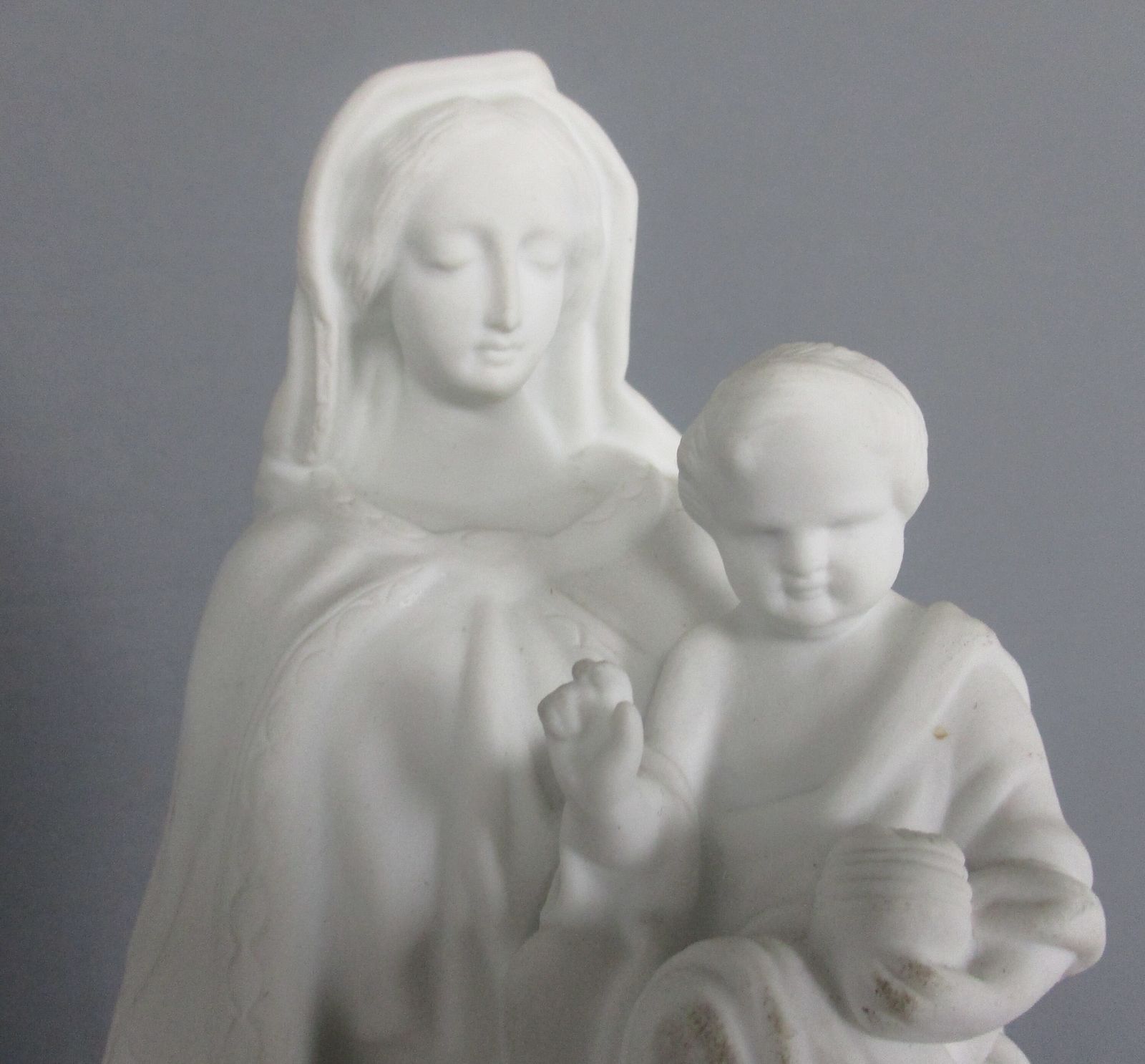 Antique 1900 Bisque Statue Virgin Mary Our Lady Madonna Infant Jesus Exquisite photo vinterior