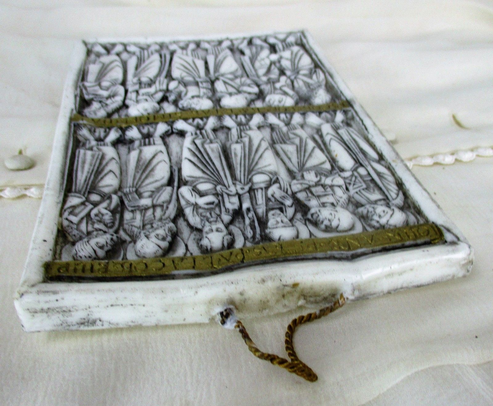 Gorgeous Vintage Wax Tablet Tableaux Icon Style Christ Apostles Htf Collector photo vinterior