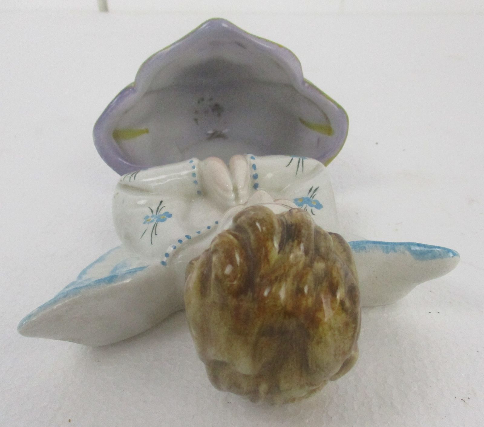 Holy Water Font Angel Hand Painted Bisque Porcelain Collector Htf 8.66" photo Art