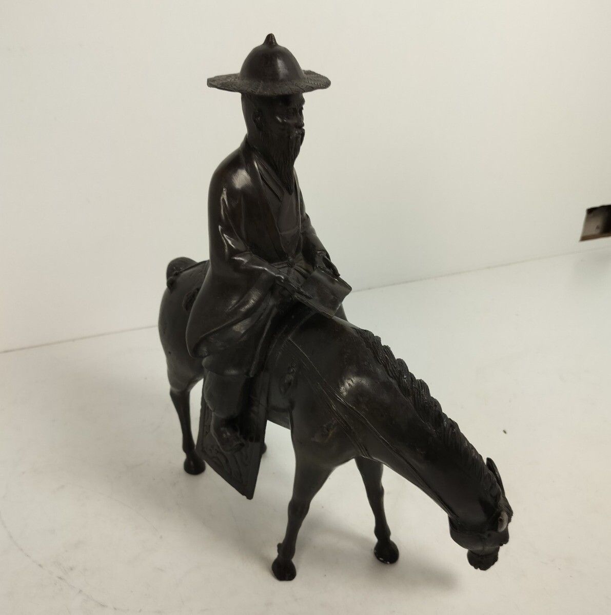 Bronze Statue Vintage Toa On His Mule Reading A Book The Horseman photo furniture