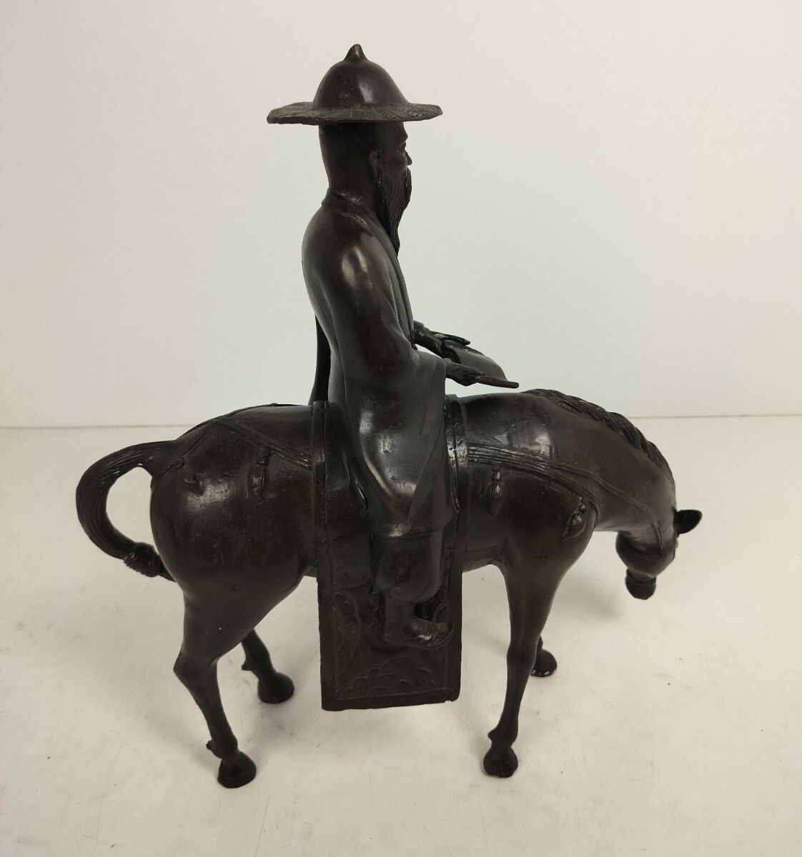 Bronze Statue Vintage Toa On His Mule Reading A Book The Horseman photo for sale