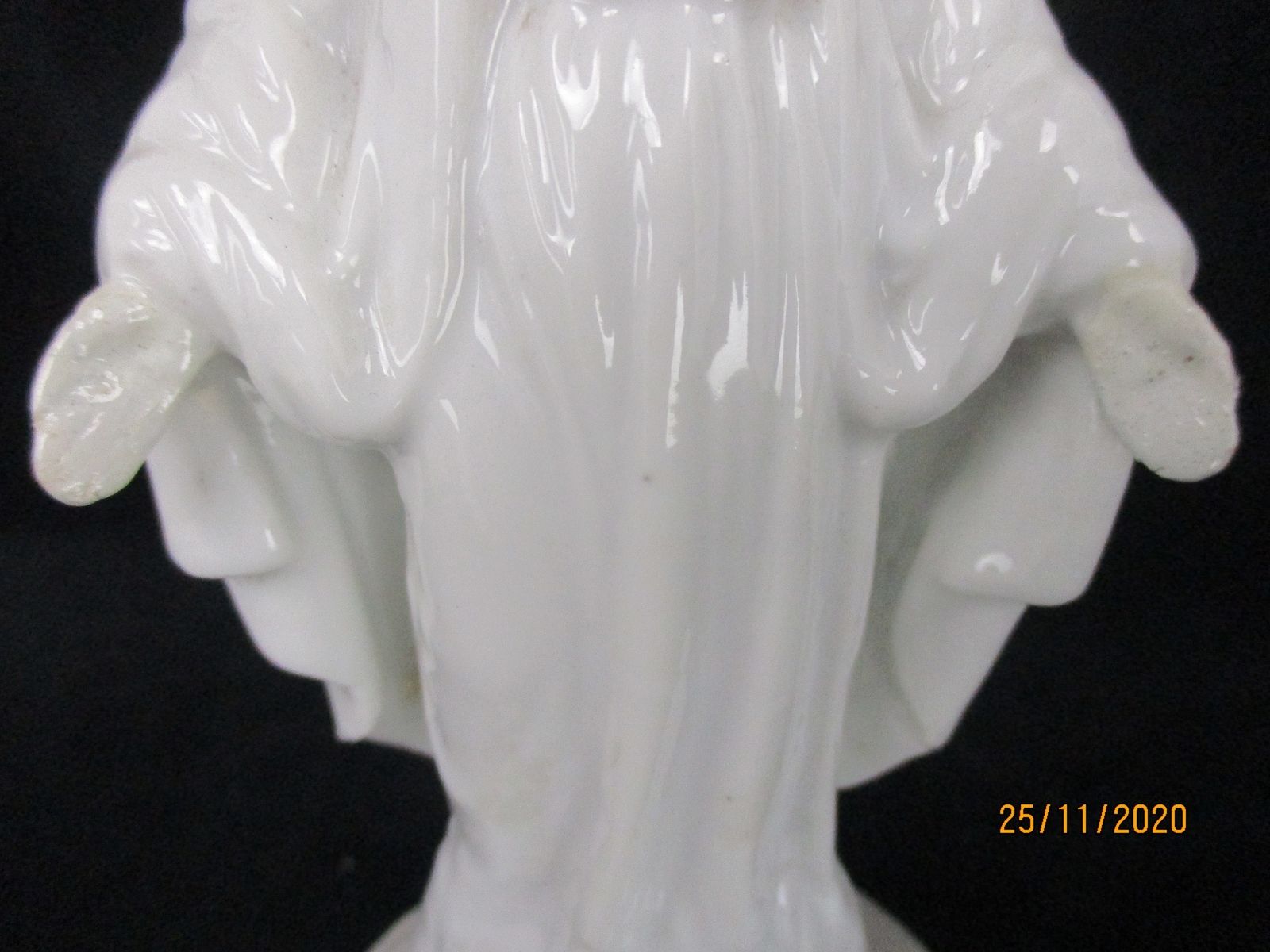 Antique Porcelain Statue Virgin Our Lady Mary Madonna Open Arms Gorgeous 7.87&Qu photo 142.0
