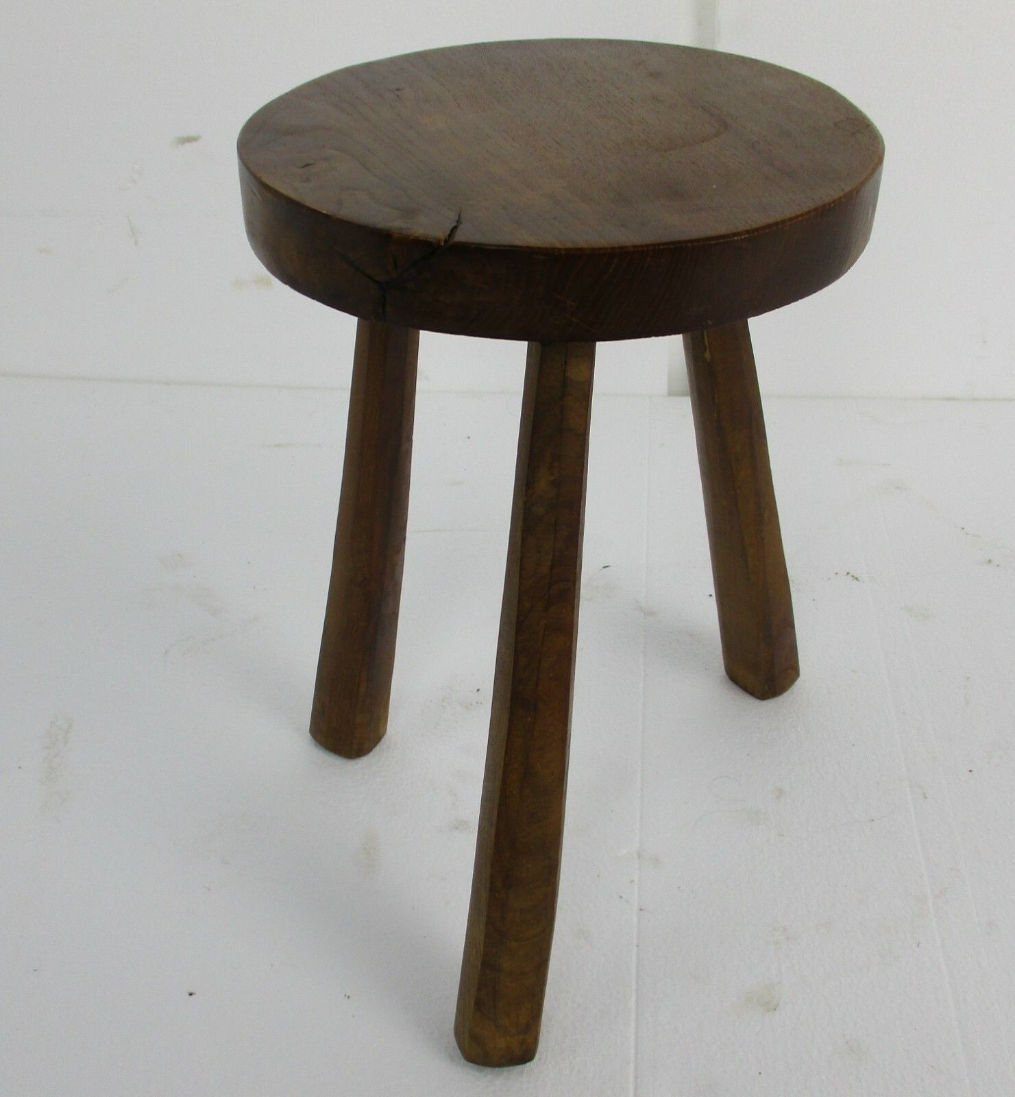 Antique  Hand Carved Wood Tripod Milking Stool Pedestal  Plant Bonsai Table photo for sale