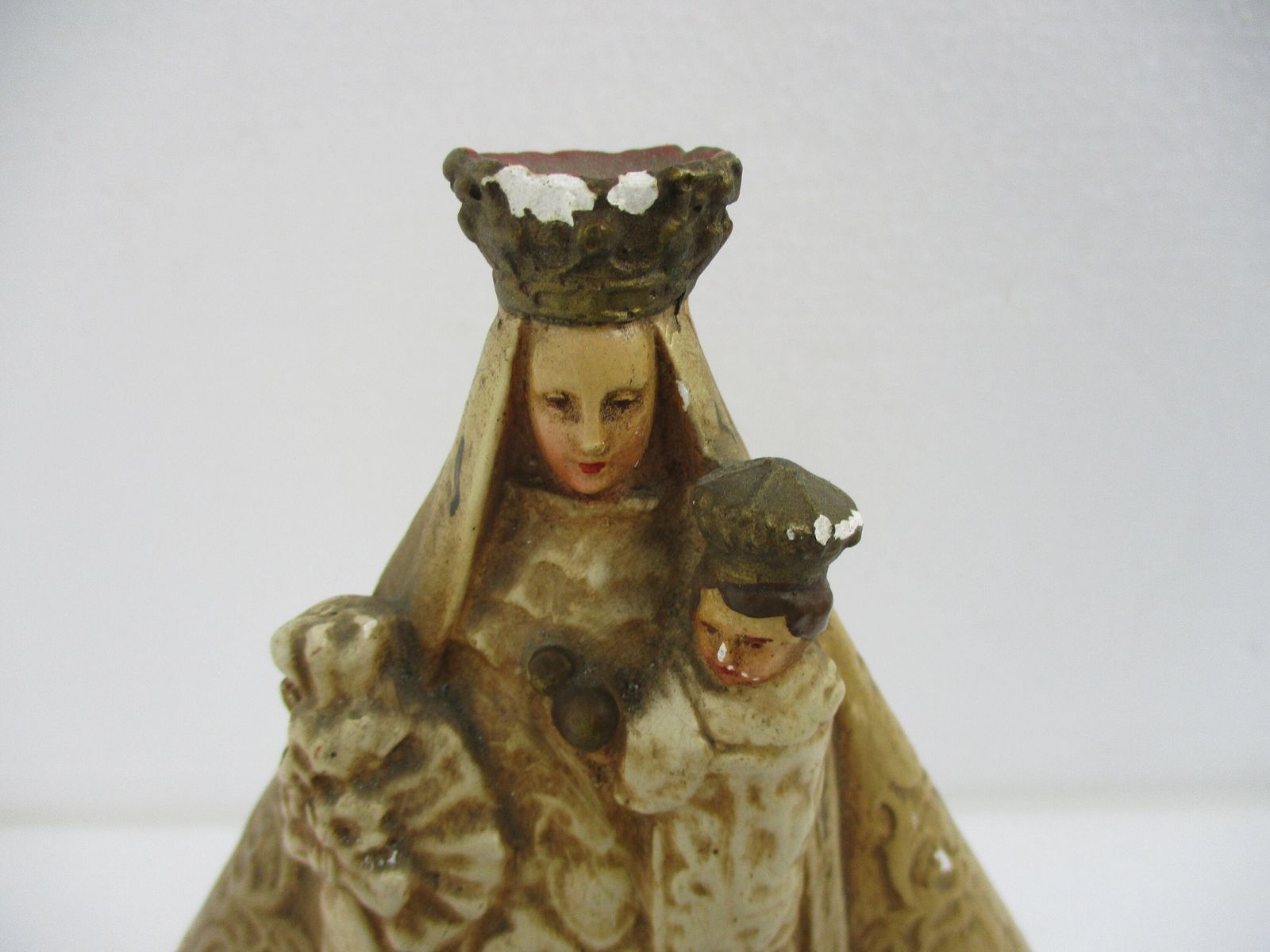 Statue Our Lady Of Harswijck Madonna Infant Child Plaster Collector Extremely Ht photo furniture