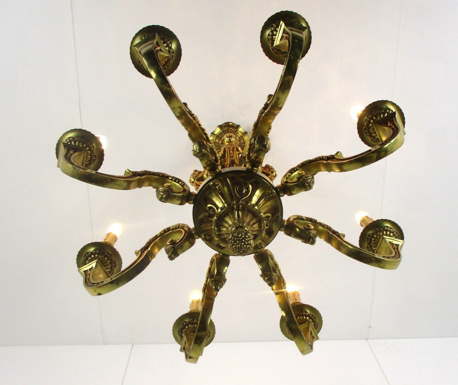 French Mazarin Gilded Bronze Chandelier Impressive Castle 8 Lights Angels Putti photo 2782.0