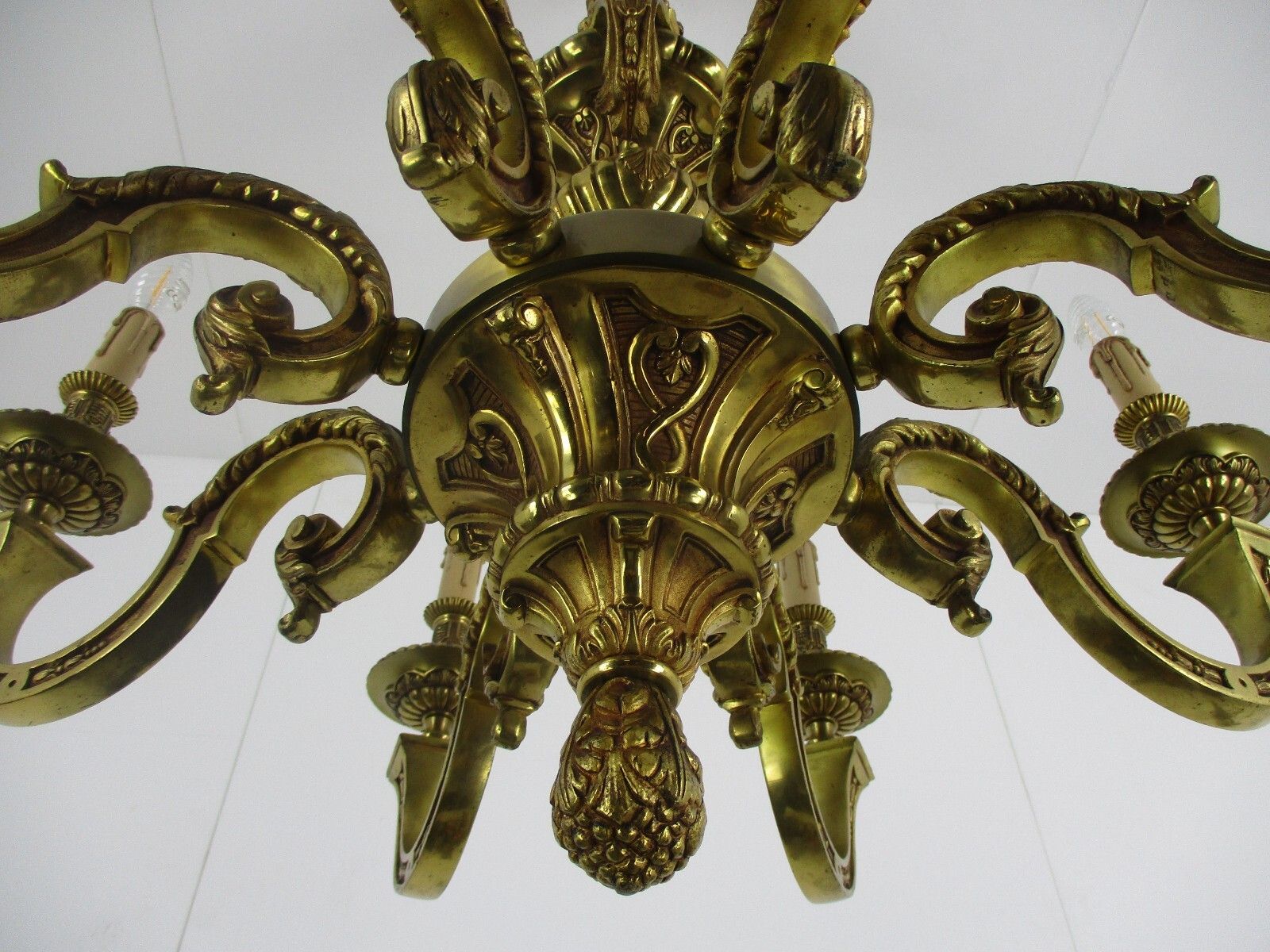 photo for sale French Mazarin Gilded Bronze Chandelier Impressive Castle 8 Lights Angels Putti