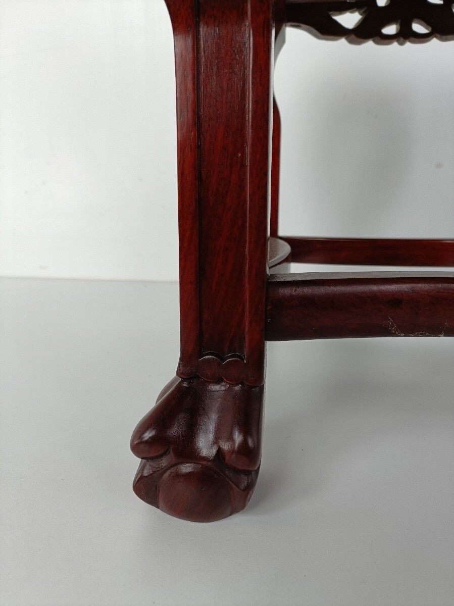 Hand Carved Wooden Chinese Marble Top Hall Console Table Pedestal Bonsai Stand G photo vintage
