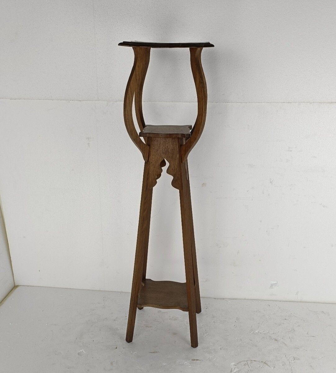 Art Nouveau Pedestal Plant Stand Side Table Three Tier Japandi Antique Barn Coun photo furniture