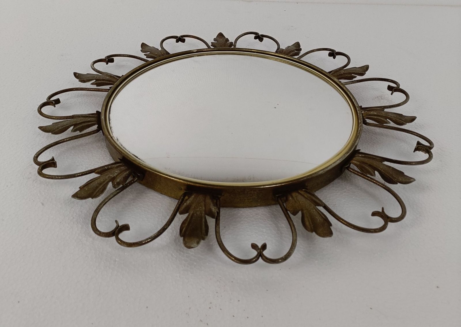 Retro Modernist Starburst Sunburst Brass Wall Convex  Mirror Mid Century Modern photo Home Decor