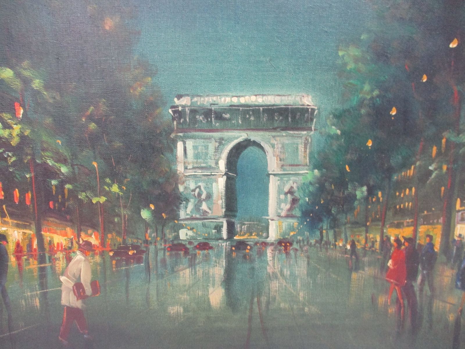 Oil Painting On Canvas M. Picot 1958 Paris Arc De Triomphe photo furniture
