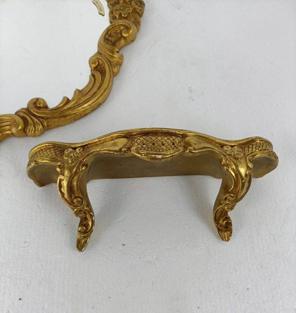 Ornate Wall Mounted Console Mirror Hollywood Regency Gold Gilded Plaster On Wood photo 283.0