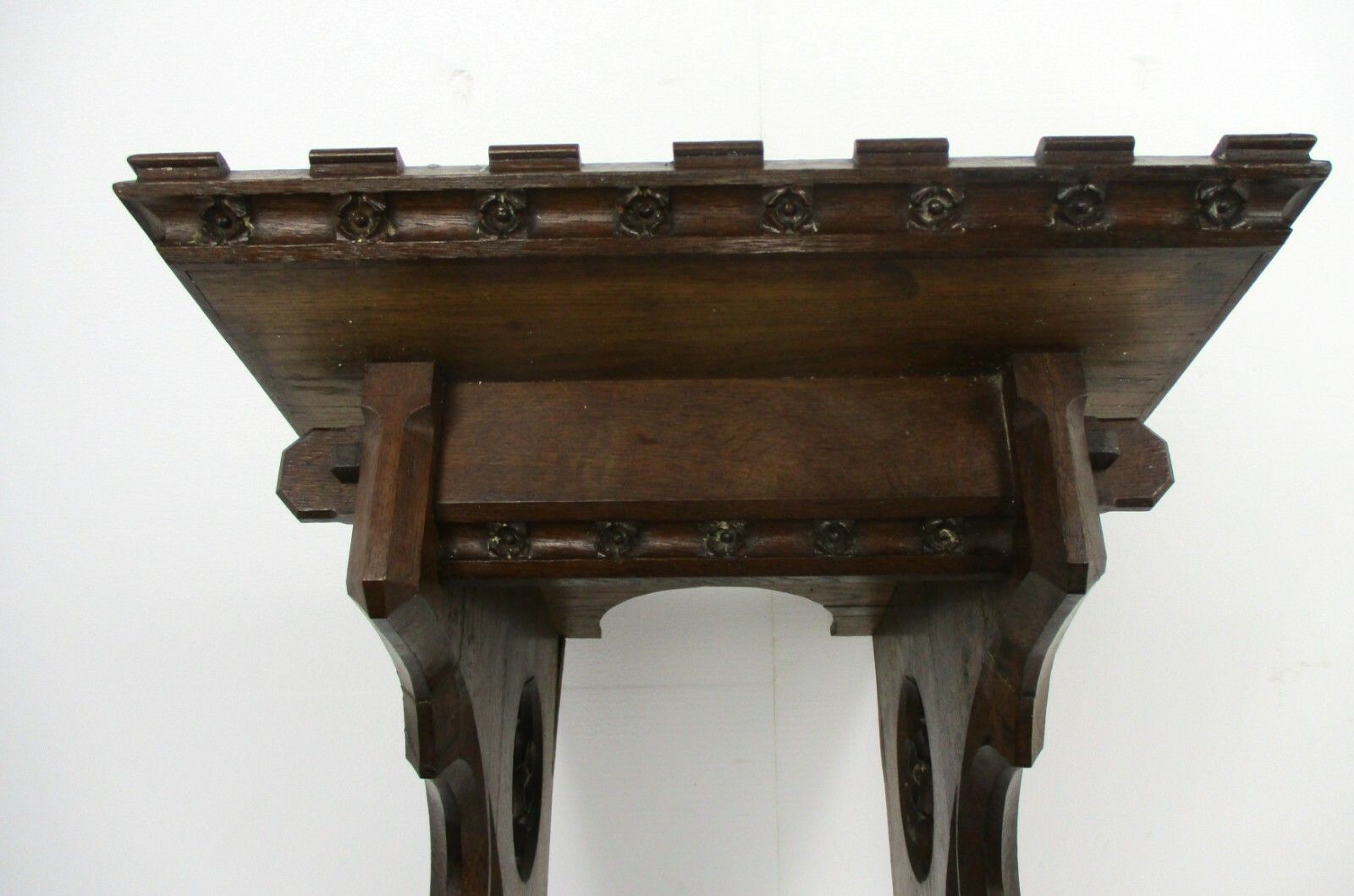 Gothic Antique Hand Carved French Oak Wall Hall Console Table 19th Century Wow photo for sale