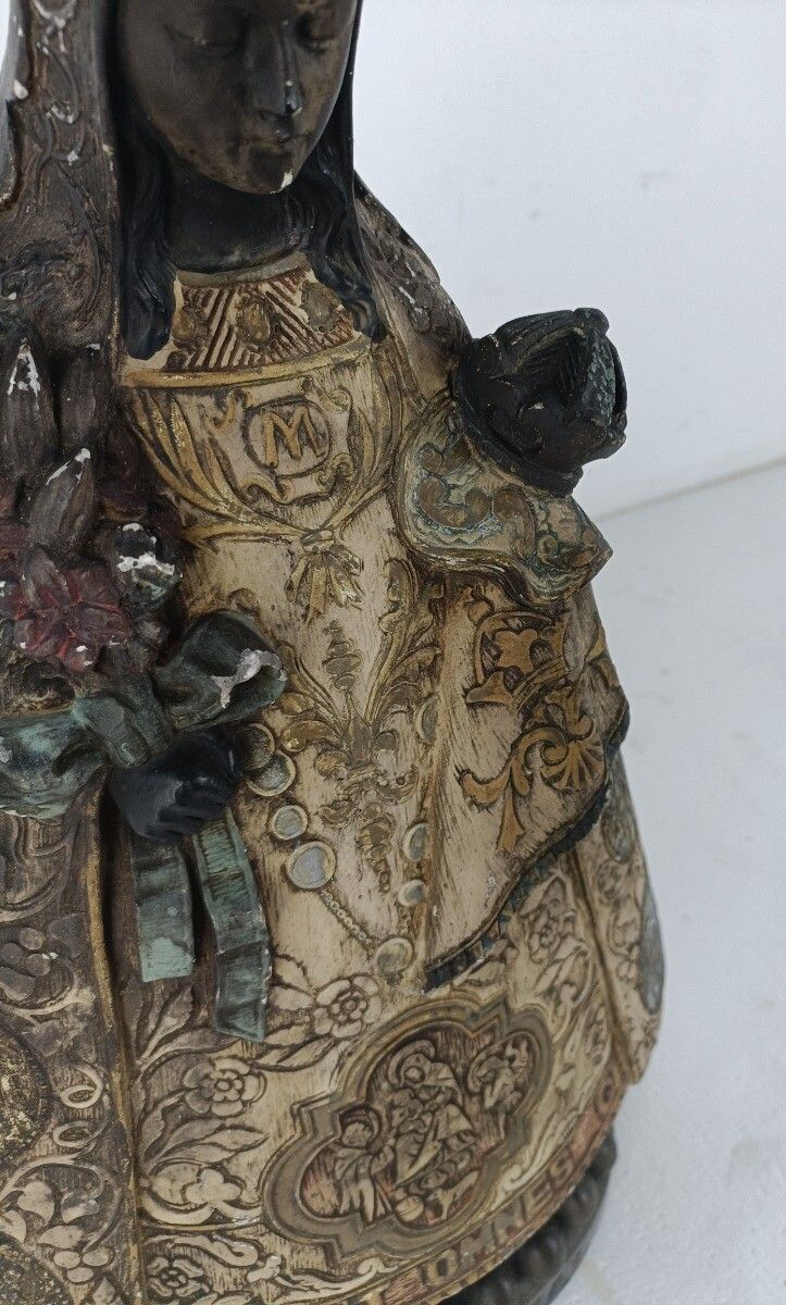 Xl Impressive Black Madonna De Hal Halle Virgin Mary Statue Figurine Plaster Col photo furniture