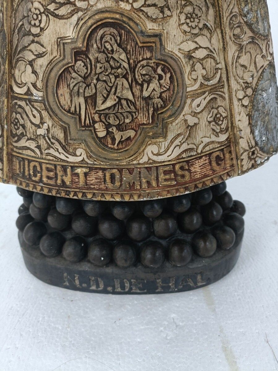 Xl Impressive Black Madonna De Hal Halle Virgin Mary Statue Figurine Plaster Col photo for sale