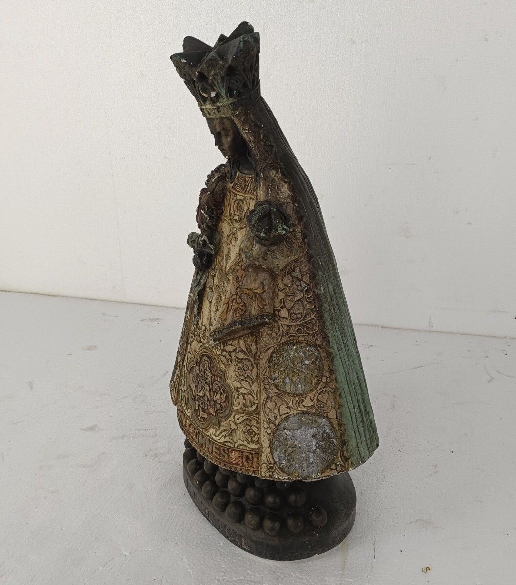 Xl Impressive Black Madonna De Hal Halle Virgin Mary Statue Figurine Plaster Col photo vinterior