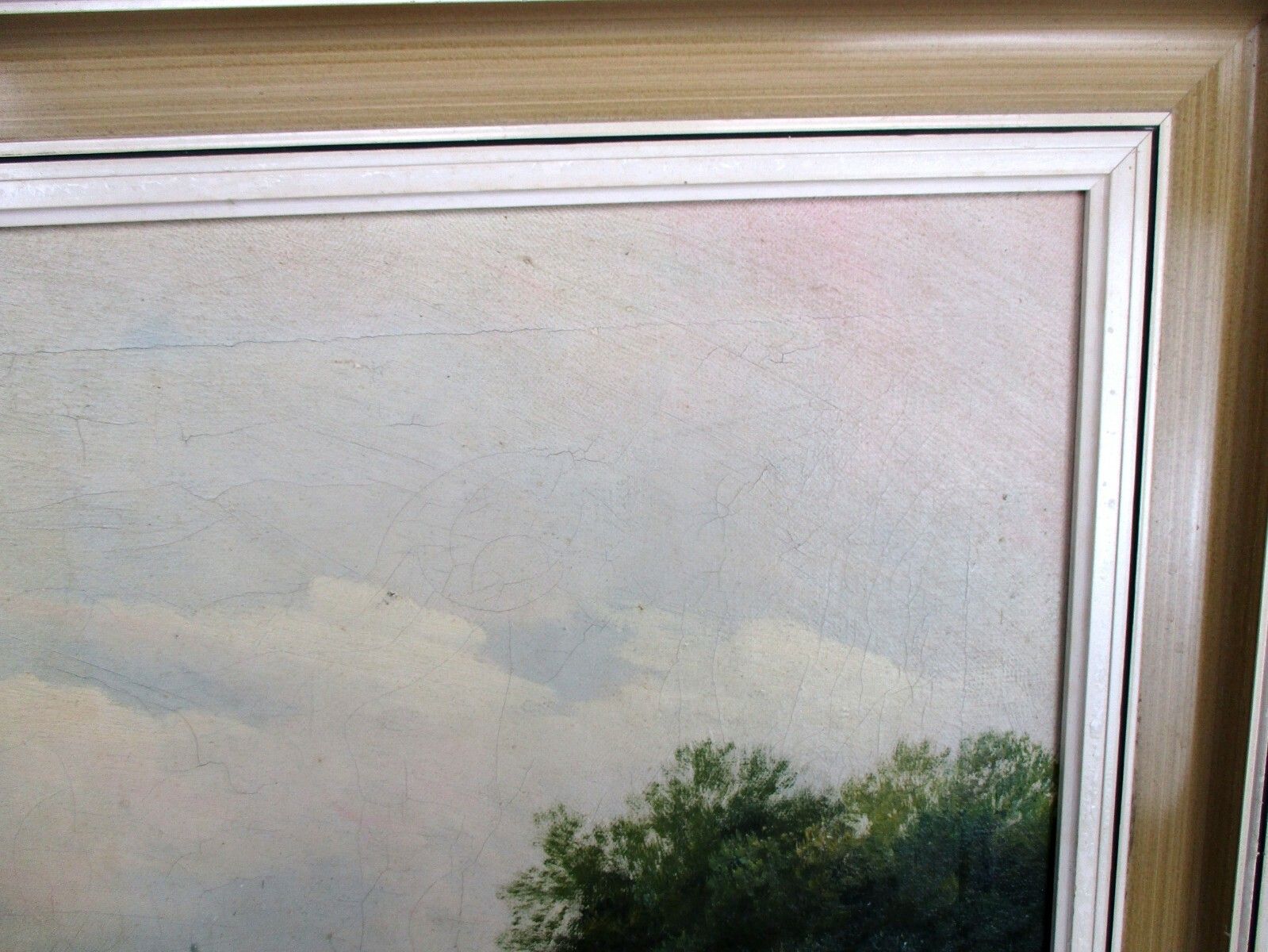 photo furniture Oil Painting Canvas Wooden Frame Gorgeous Land Cityscape Swans Bridge Signed