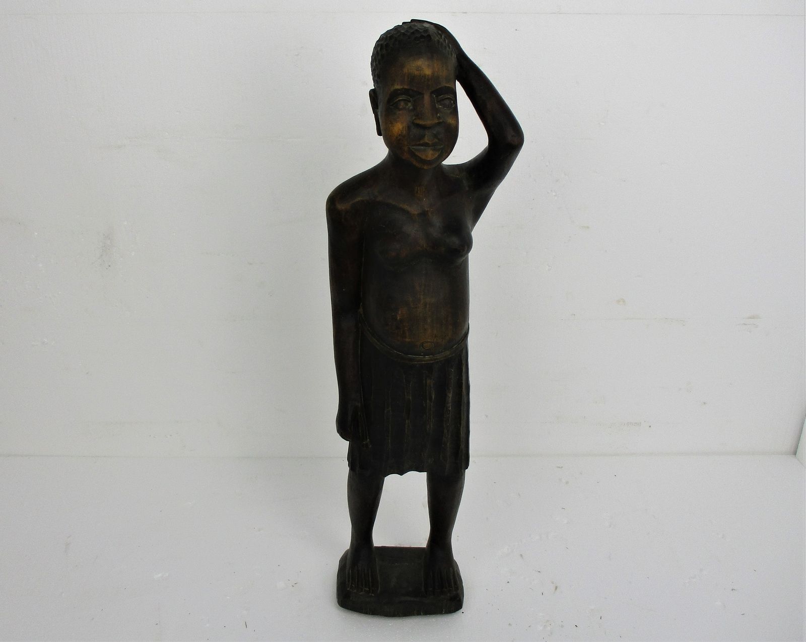 Large Hand Carved Wooden Statue Figurine African Tribal Woman 38.18" photo furniture