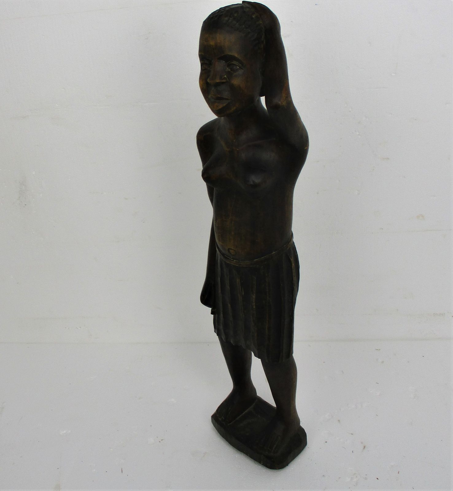 Large Hand Carved Wooden Statue Figurine African Tribal Woman 38.18" photo Art