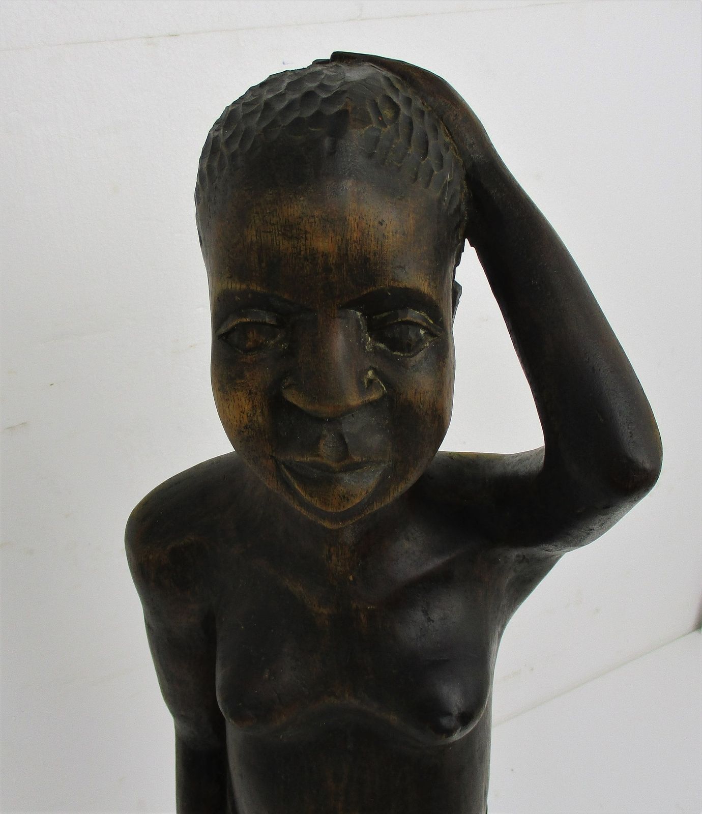 Large Hand Carved Wooden Statue Figurine African Tribal Woman 38.18" photo 303.0