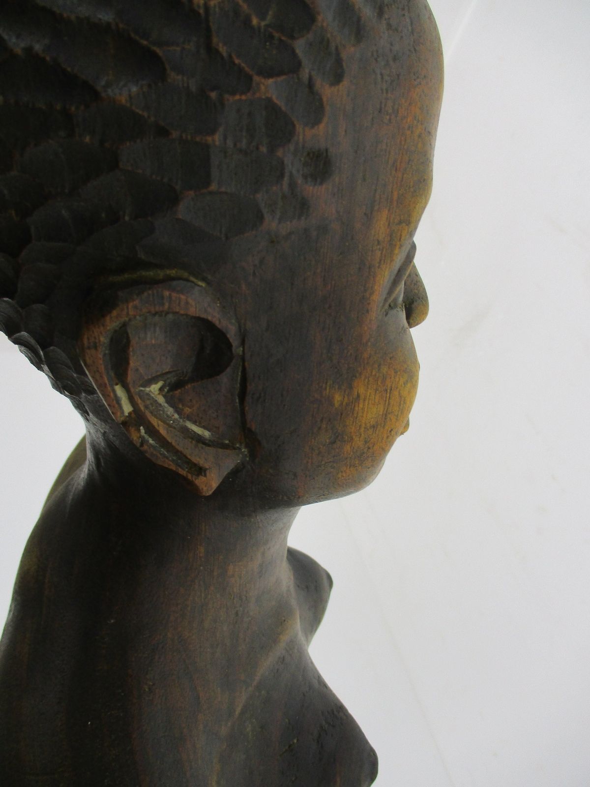 Large Hand Carved Wooden Statue Figurine African Tribal Woman 38.18" photo buy