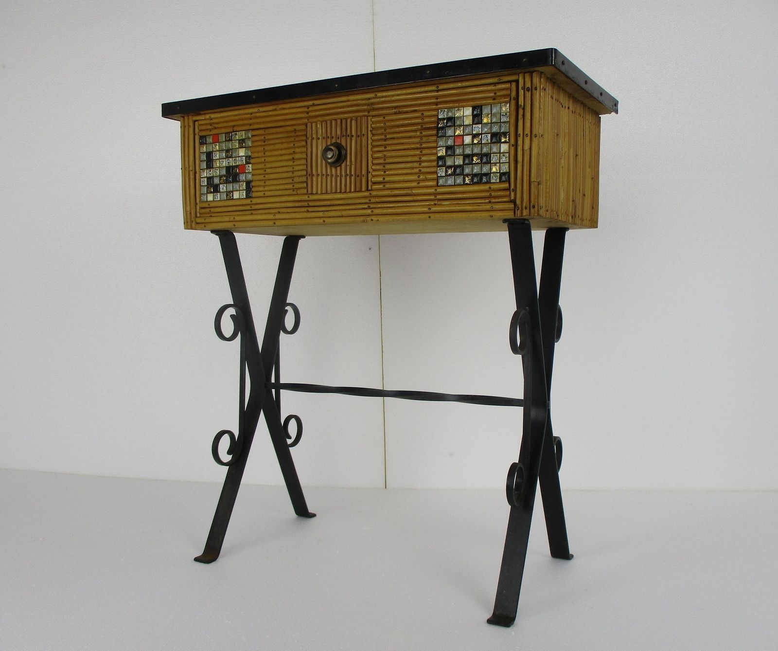 Rattan Wicker Bamboo Cabinet Tiki Boho Cottage Style Vintage Rare Beautiful With photo furniture