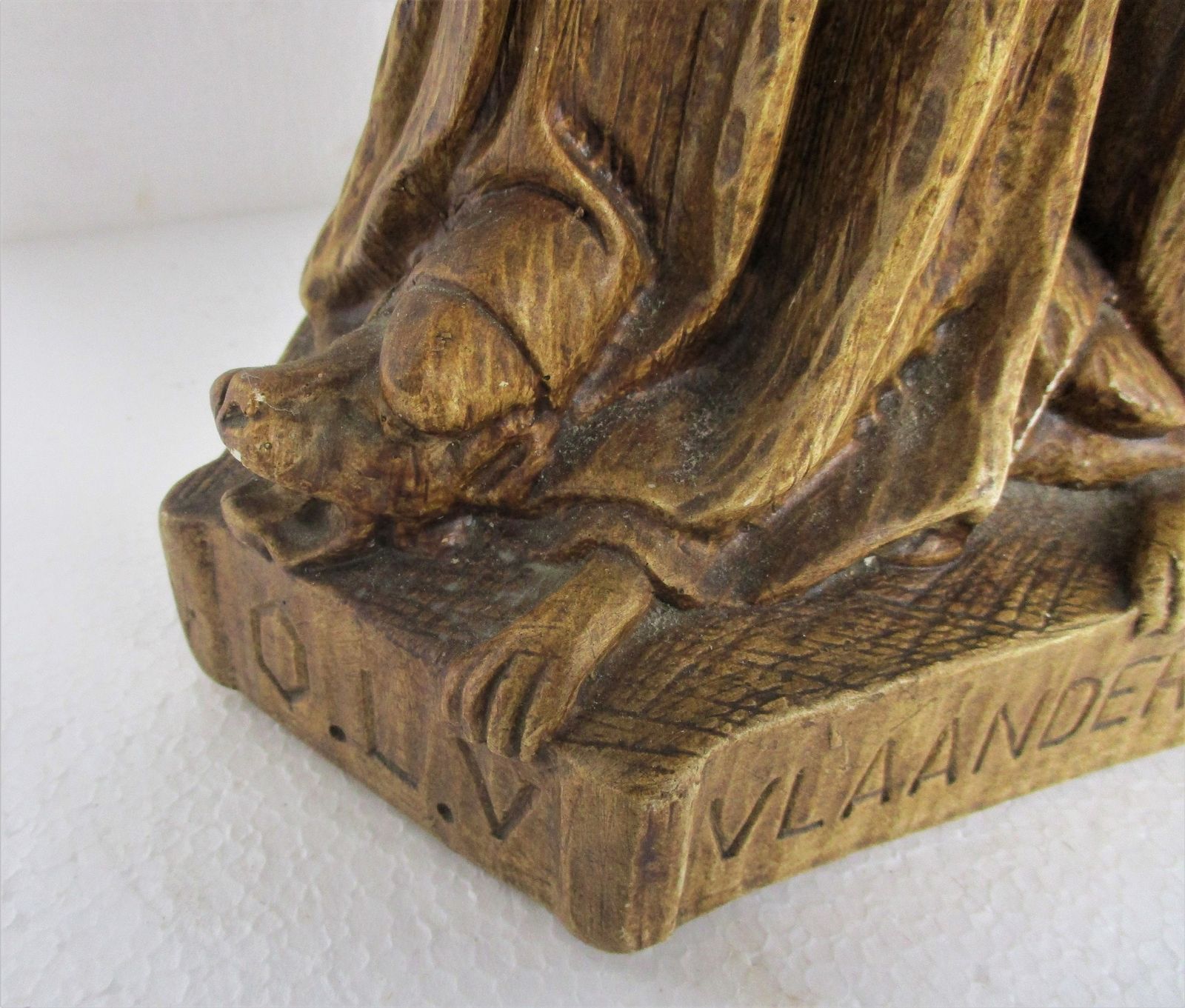Gothic Statue Our Lady Of Flanders Virgin Mary Threading On Dragon Infant Child photo 142.0