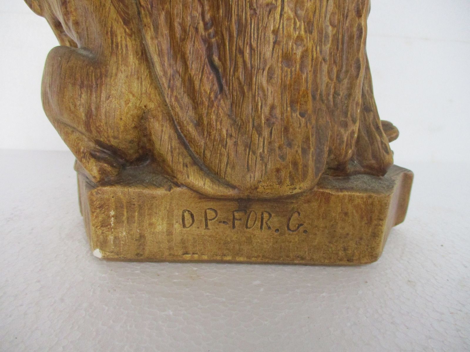 photo furniture Gothic Statue Our Lady Of Flanders Virgin Mary Threading On Dragon Infant Child