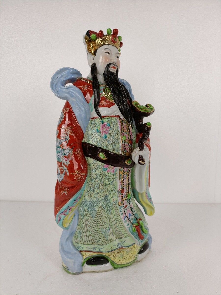 Porcelain Statue Chinese Lu Xing Good Fortune  Lucky Symbol Fu Lu Shou San Xing photo furniture