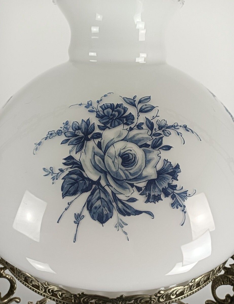 Gorgeous Delft Chandelier Blue White With Lampe Belge Antique French Count photo buy