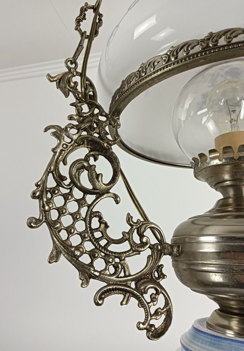 photo furniture Gorgeous Delft Chandelier Blue White With Lampe Belge Antique French Count