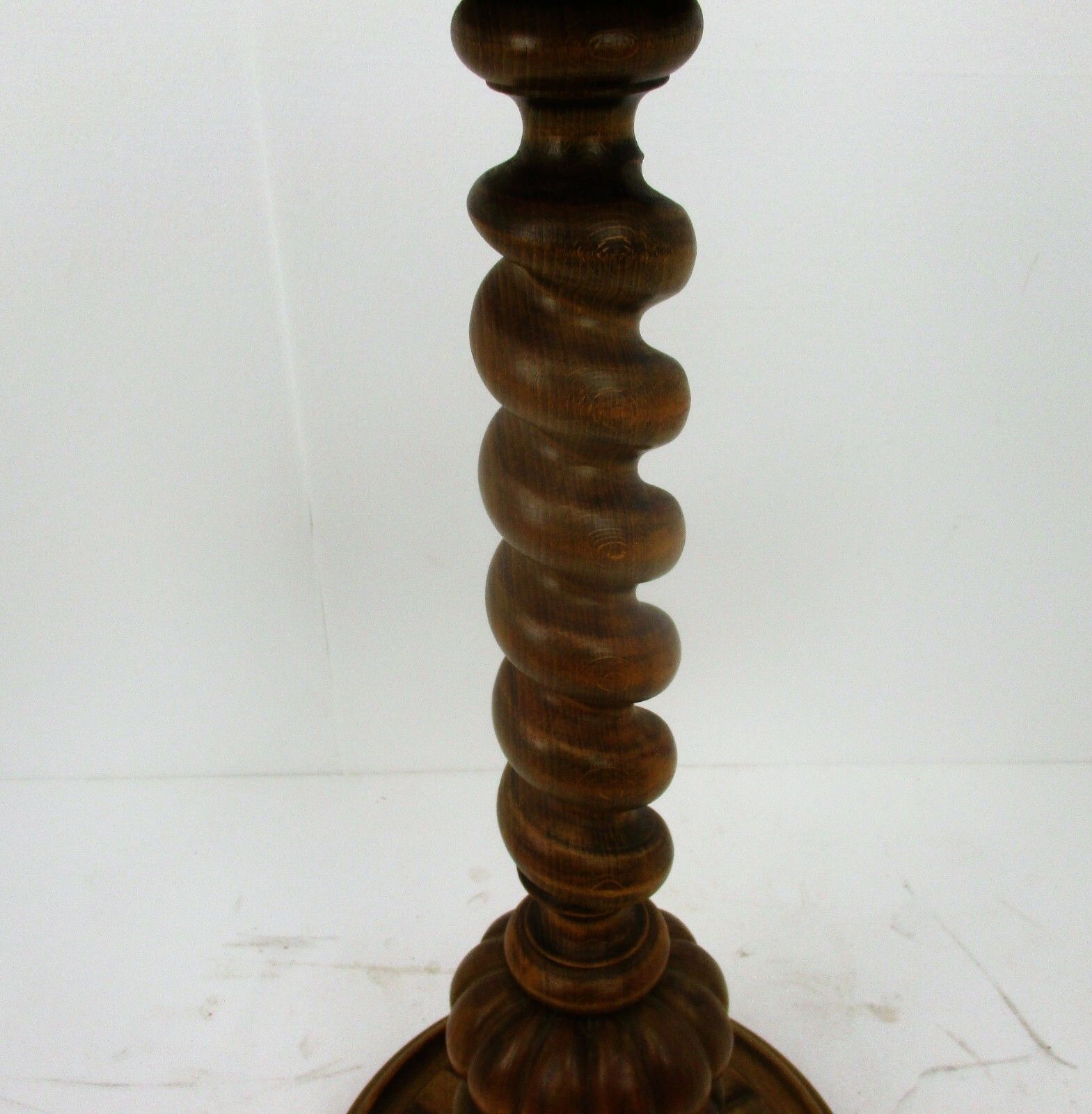Hand Carved Wood Barley Twist Pedestal Display Side Table Plant Stand Ornate Top photo buy