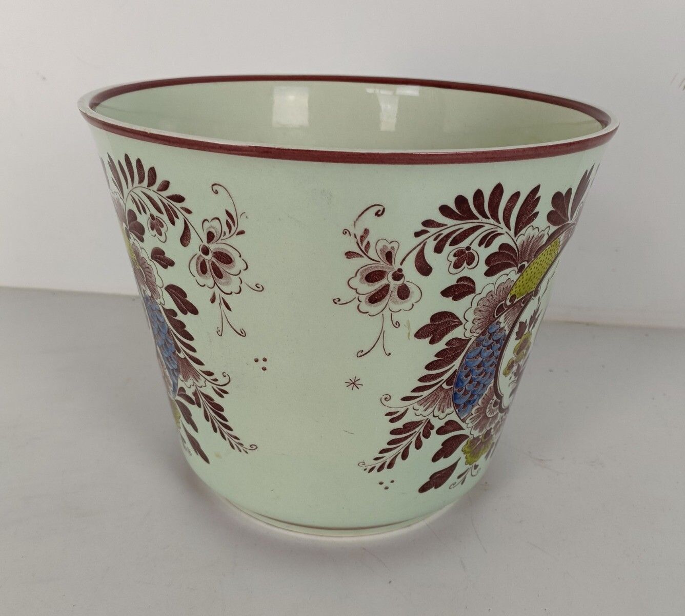 Villeroy Boch Cachepot Planter Paon West Germany  Saar Pottery Peacock Modernist photo Home Decor