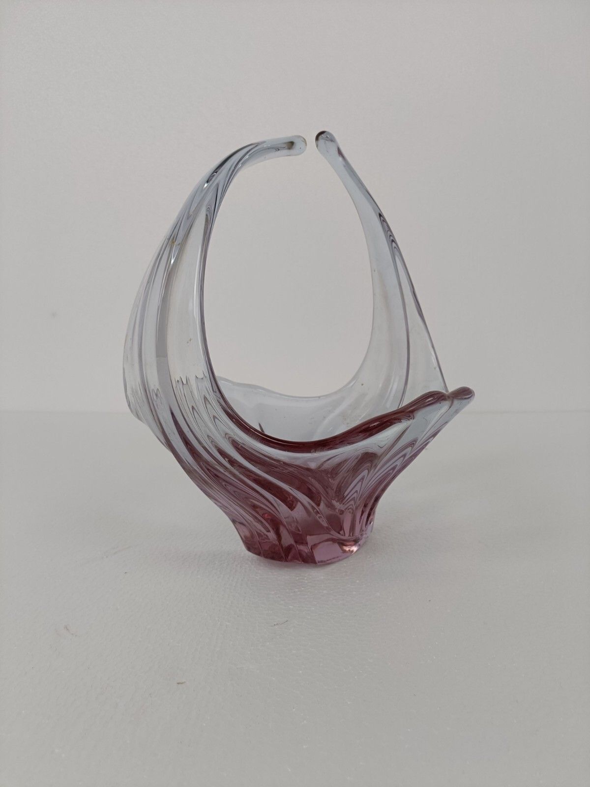 Italian Cranberry Purple Clear Bowl Dish Centerpiece Murano Seguso Art Glass photo for sale