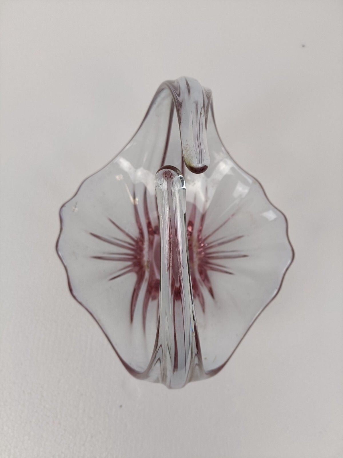 photo furniture Italian Cranberry Purple Clear Bowl Dish Centerpiece Murano Seguso Art Glass