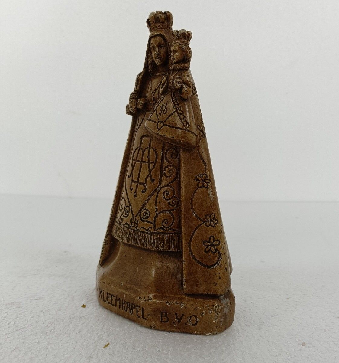 Art Deco Our Lady Of Kleemkapel Kaprijke Statue Plaster Virgin Mary Infant Htf C photo for sale