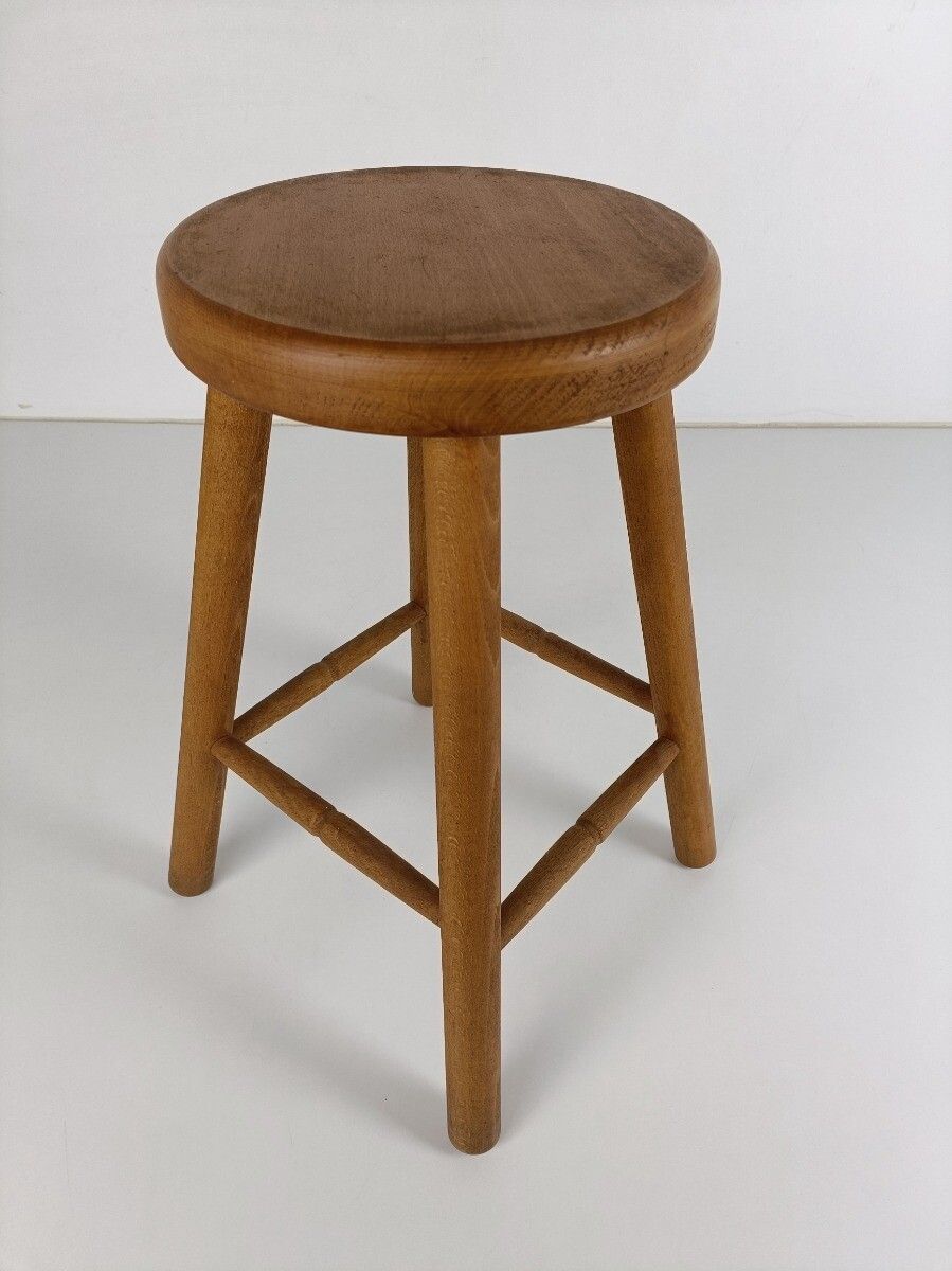 Hand Carved Wood Tripod Milking Stool Pedestal Table Pedestal Farmhouse Style Fu photo furniture