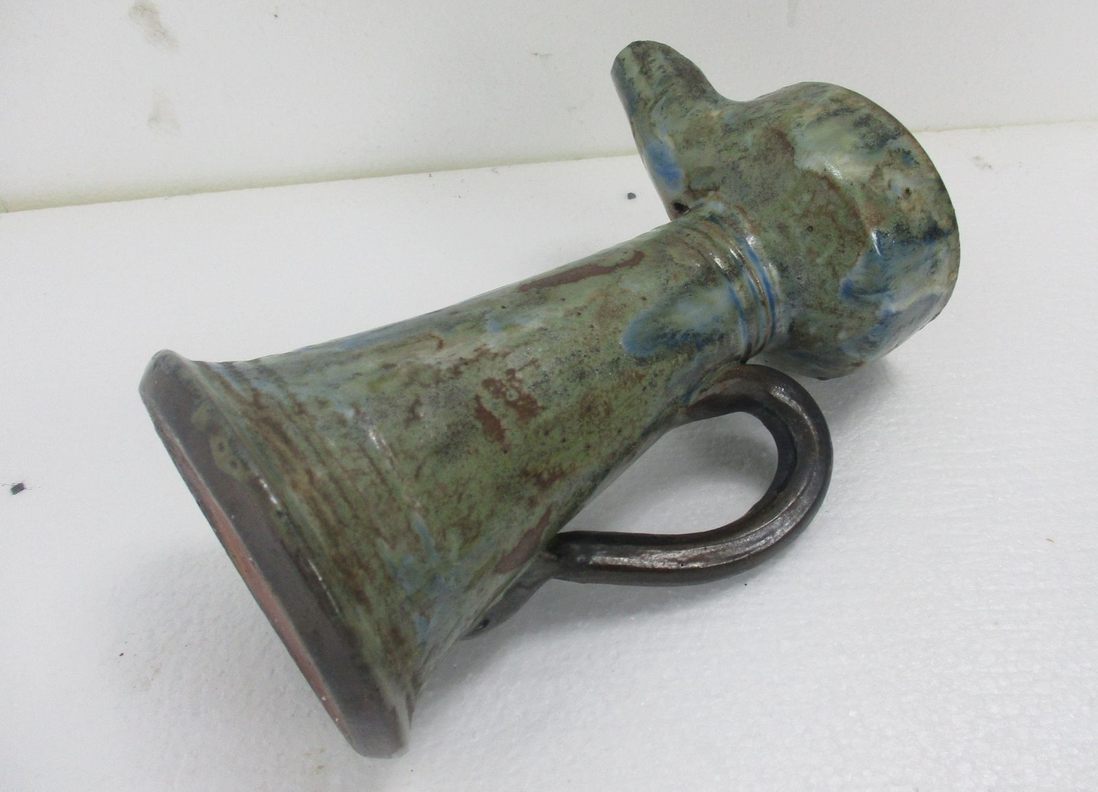Antique Barbotine Majolica French Tavern Pitcher Glazed Heavy Pottery photo buy