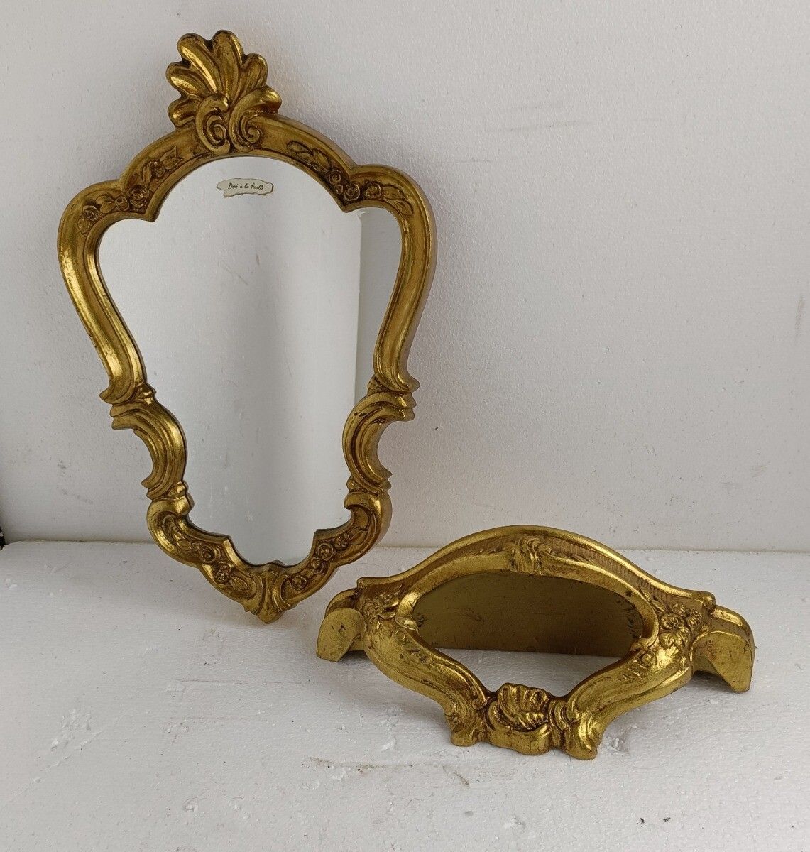 Ornate Wall Mounted Console Mirror Hollywood Regency Gold Gilded Rococo French R photo Home Decor