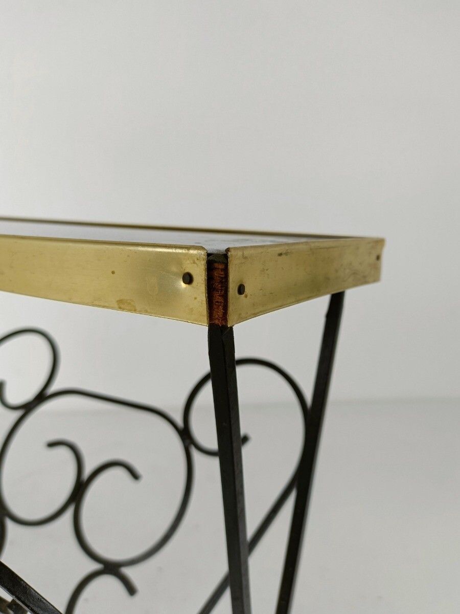 Vintage Mid Century Modern Magazine Newspaper Basket Rack Funky  Wrought Iron Fa photo vintage
