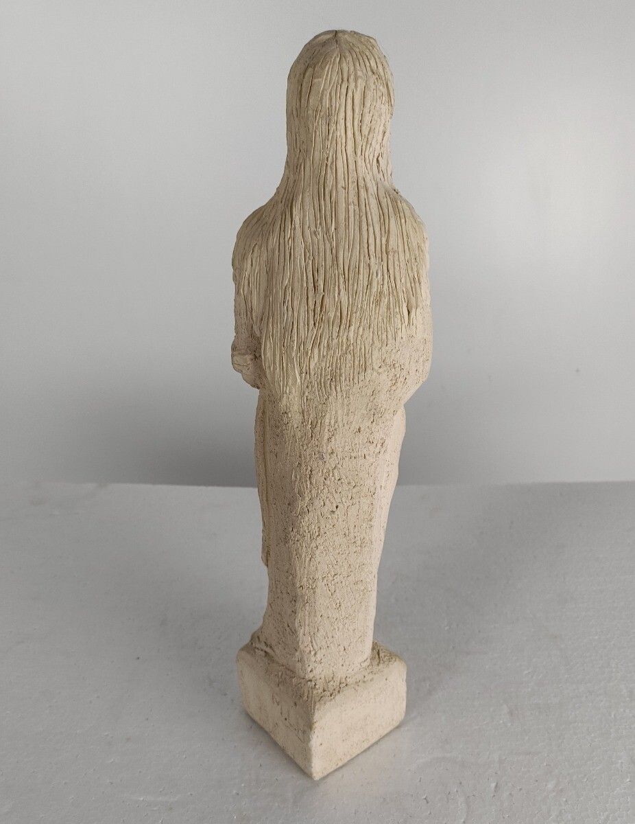 Lovely Sculpture, Virgin Mary, Lady, Folded Hands, Signed, Mlh, Female, Plaster, photo vintage