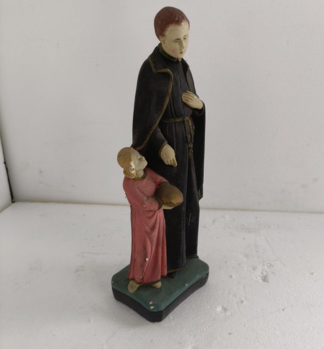 Antique Statue Saint Santo Gerard Santo Majella  Neo Gothic Plaster Priest  Infa photo Art
