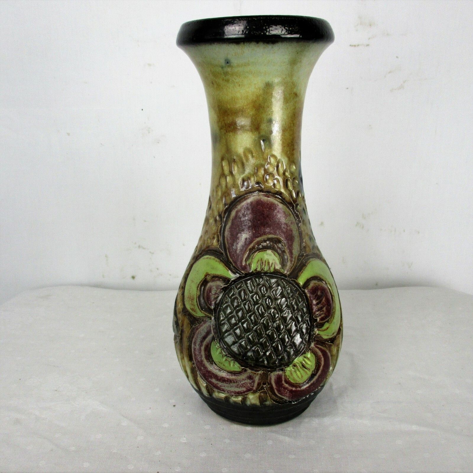Art Deco Revival Tall Vase Marked Roger Guerin Sun Flower  Stoneware  12.40" photo furniture