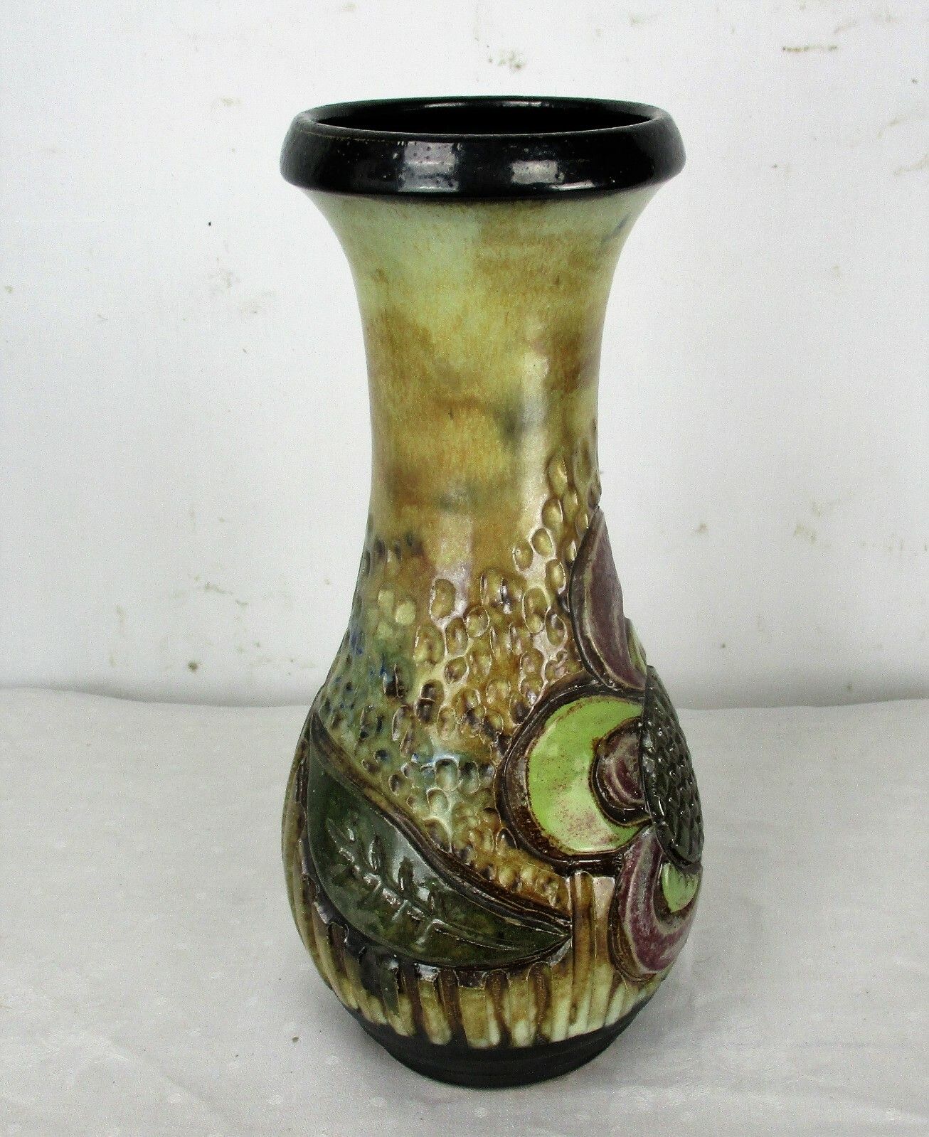 Art Deco Revival Tall Vase Marked Roger Guerin Sun Flower  Stoneware  12.40" photo Home Decor