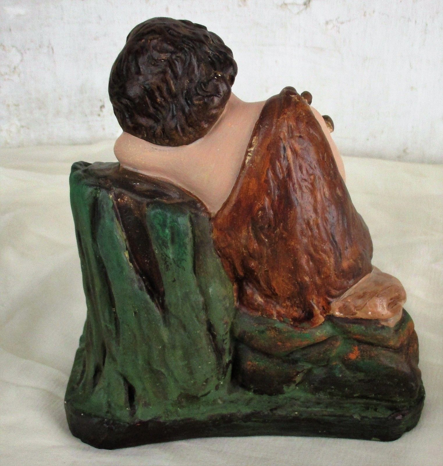 Antique Sweet Statue Saint John The Baptist As  Child With The Lamb Plaster Htf photo buy