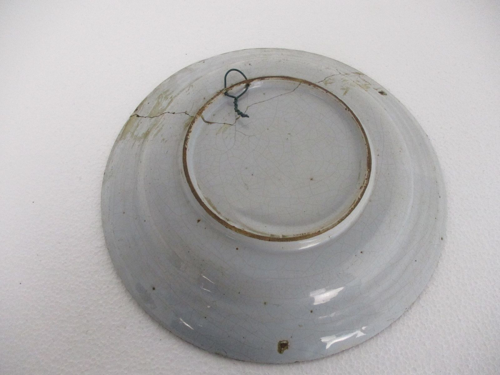 18th Century Delft Wall Hanging Charger Plate Blue White Antique Flower Pattern photo vinterior