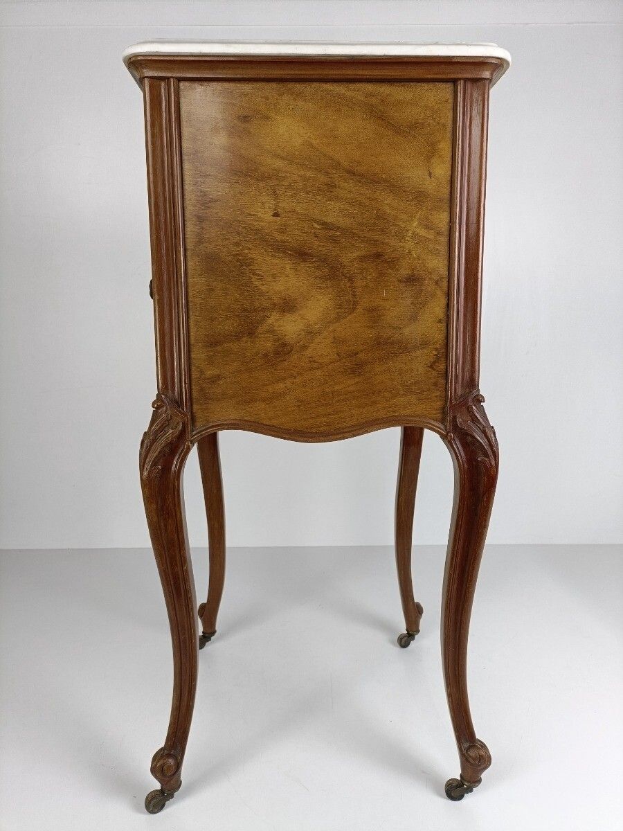 Antique Nightstand End Table Wood Porcelain On Wheels Louis XV Style Bedroom Cab photo 445.0