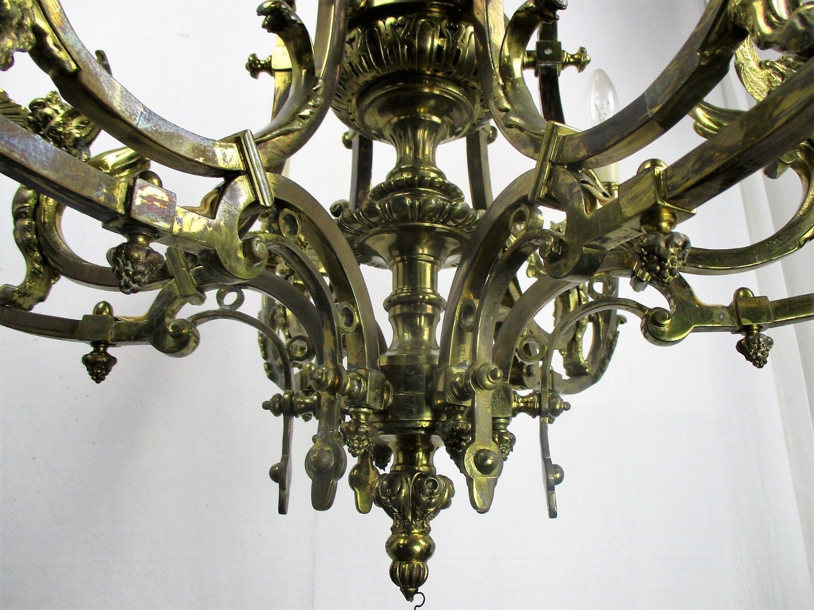 photo for sale 18 19th Century Impressive Gothic Bronze Castle Empire Chandelier  Dragons Htf