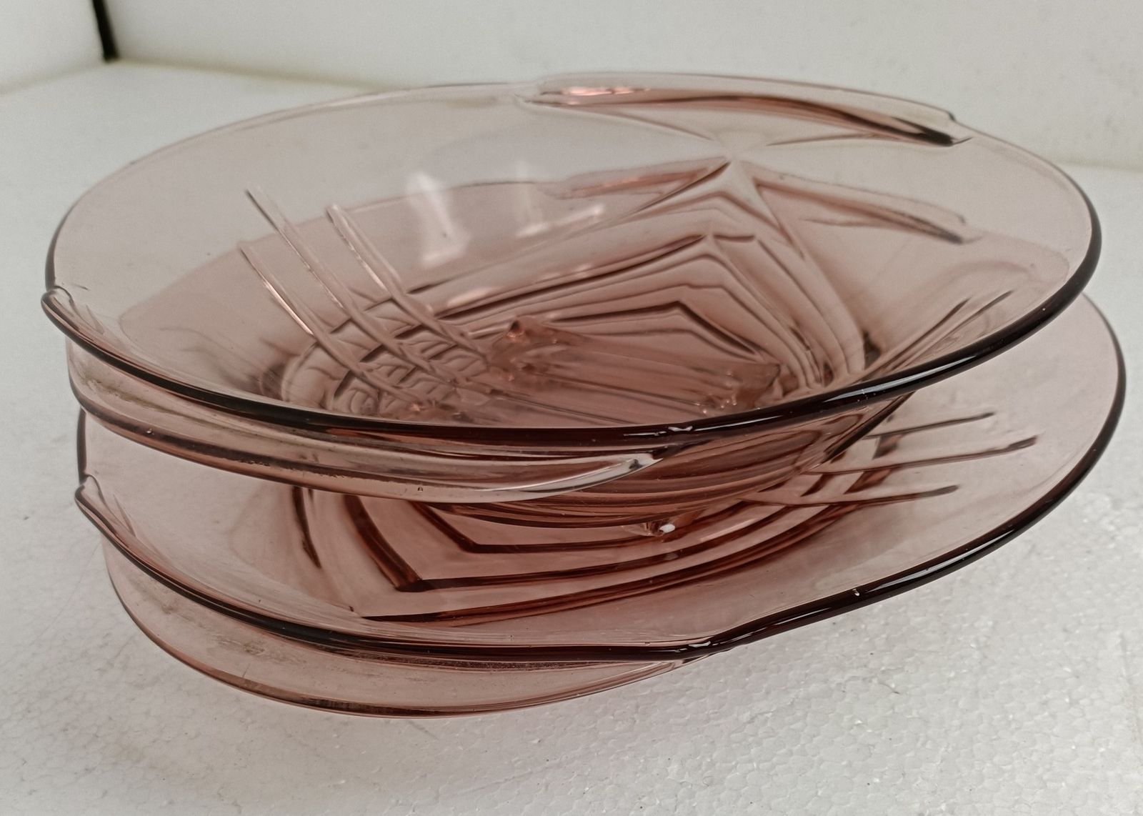photo for sale Antique Art Deco Pink Depression Glass Tray And Serving Tray Gorgeous Two Pieces