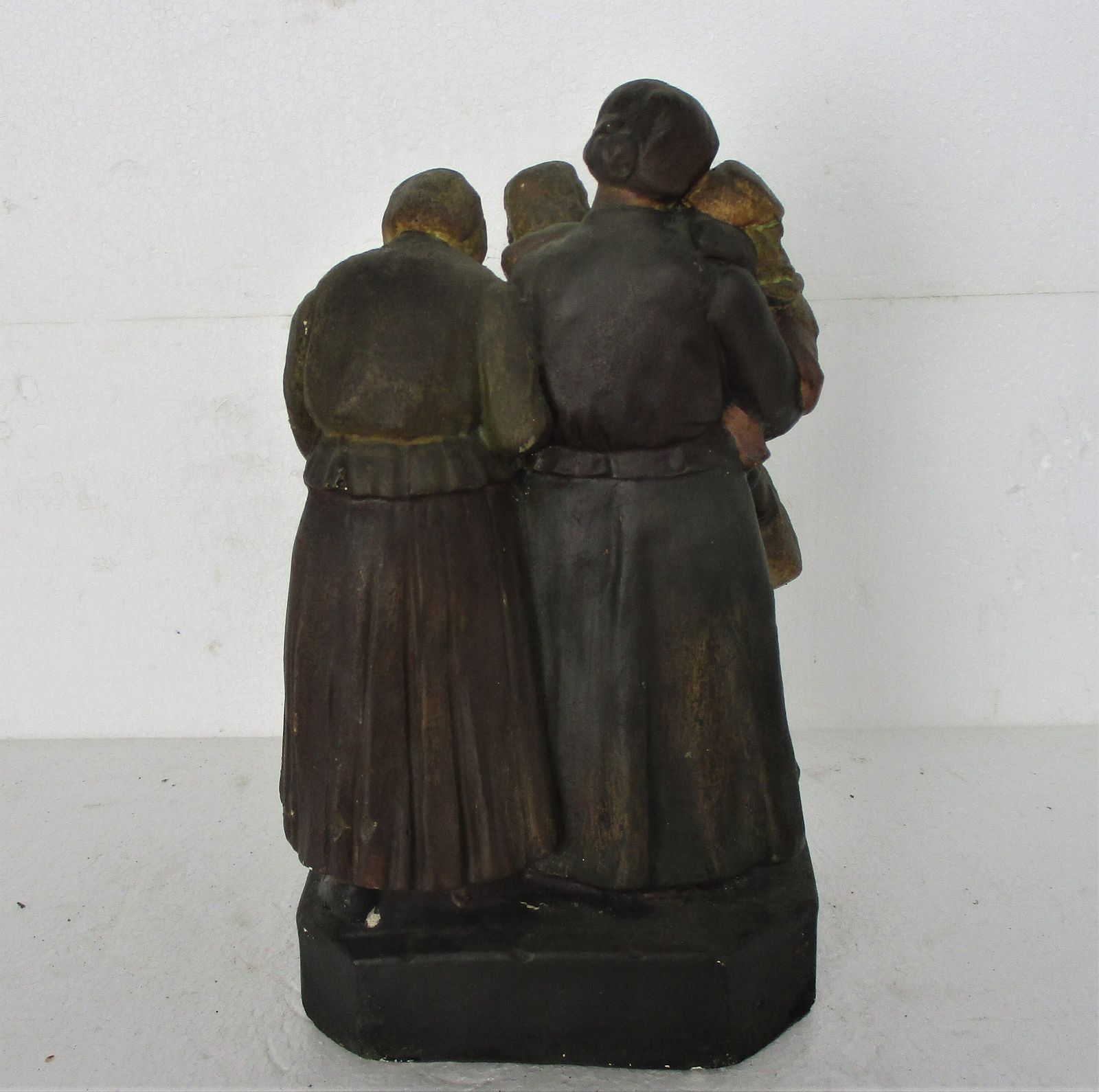 Statue Figurine Sculpture Children With Mother Titled Refugees Signed O Van Haeg photo vintage